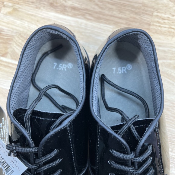 Rothco Black High Gloss Shoes 7.5R Shiny Oxford Uniform Military Army Duty - Picture 8 of 9